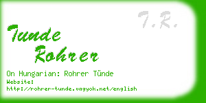 tunde rohrer business card